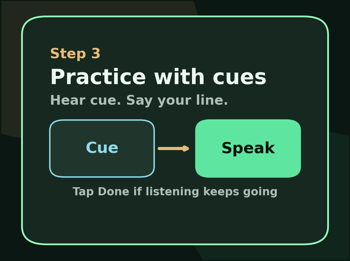 Practice lines with cues